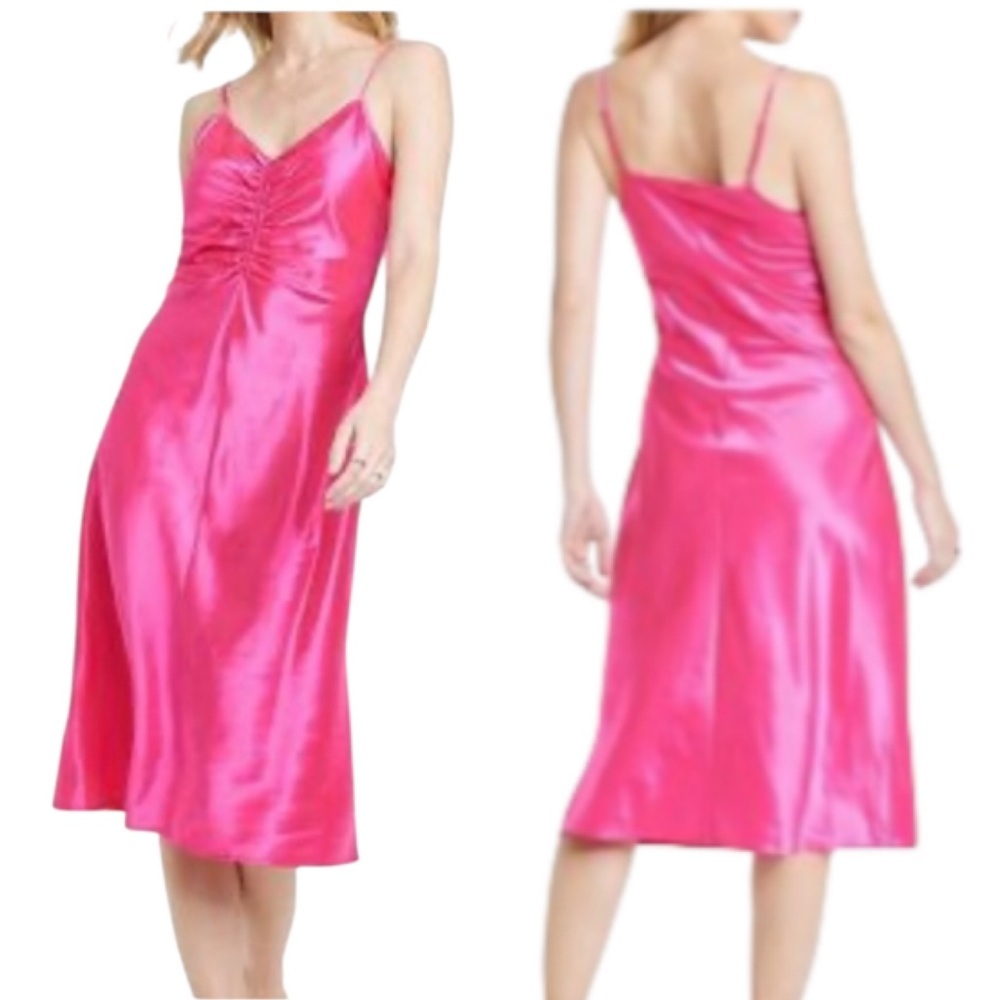 A new day hot pink silky midi nighty night gown M
